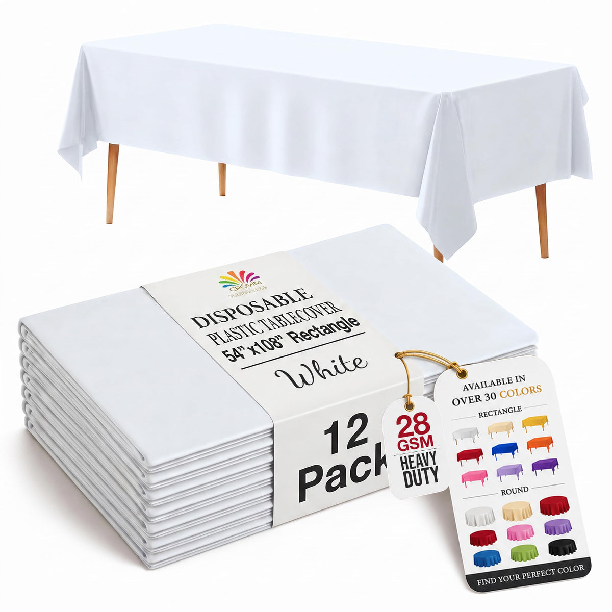Exquisite 12-Pack Premium Plastic Tablecloth 12-Pack Premium Plastic Tablecloth 84in. Round Table Cover - Emerald Green