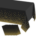 misaya 8 Packs Disposable Plastic Table Cloth, Gold Dots in Black