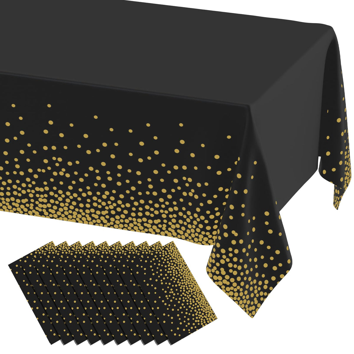 misaya 3 Packs Dot Disposable Table Cloth, 54 x 108 Inch Waterproof Plastic Tablecloth, Rectangle Gold Dots in White Table Covers for Picnic, Birthday, Party and Back to School
