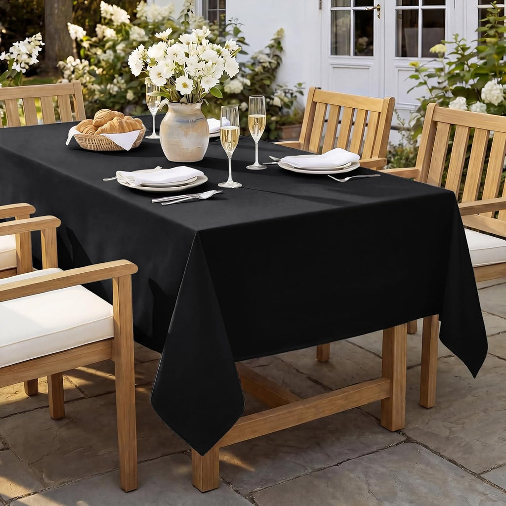 Softalker Rectangle Tablecloth, Waterproof Table Cloths Wrinkle Free Fabric Washable Polyester Table Cover for Dining Party Outdoor Camping Wedding - 60 x 84 inch, Black