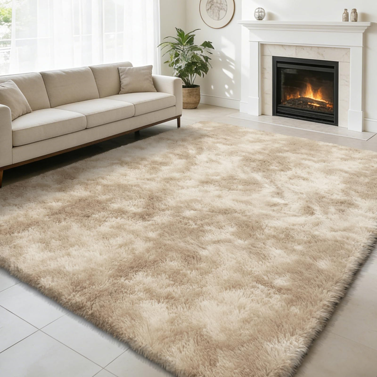 6x9 Black Fluffy Area Rug for Living Room,Large Shag Area Rugs for Bedroom