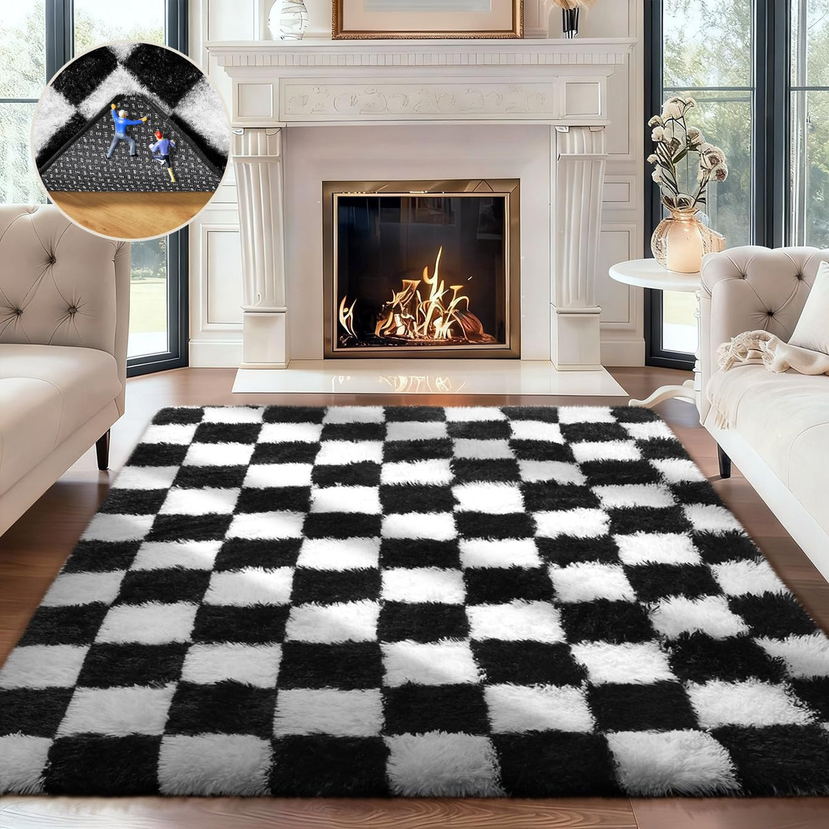 Ophanie Small Rug Upgrade Non Slip Throw Bedside Area Rugs, Fluffy Soft Grey Mini Bedroom Carpet, Affordable Door Entryway Indoor Inside Front Entrance Dog 2x3 Mat, Home Decor Aesthetic, Nursery