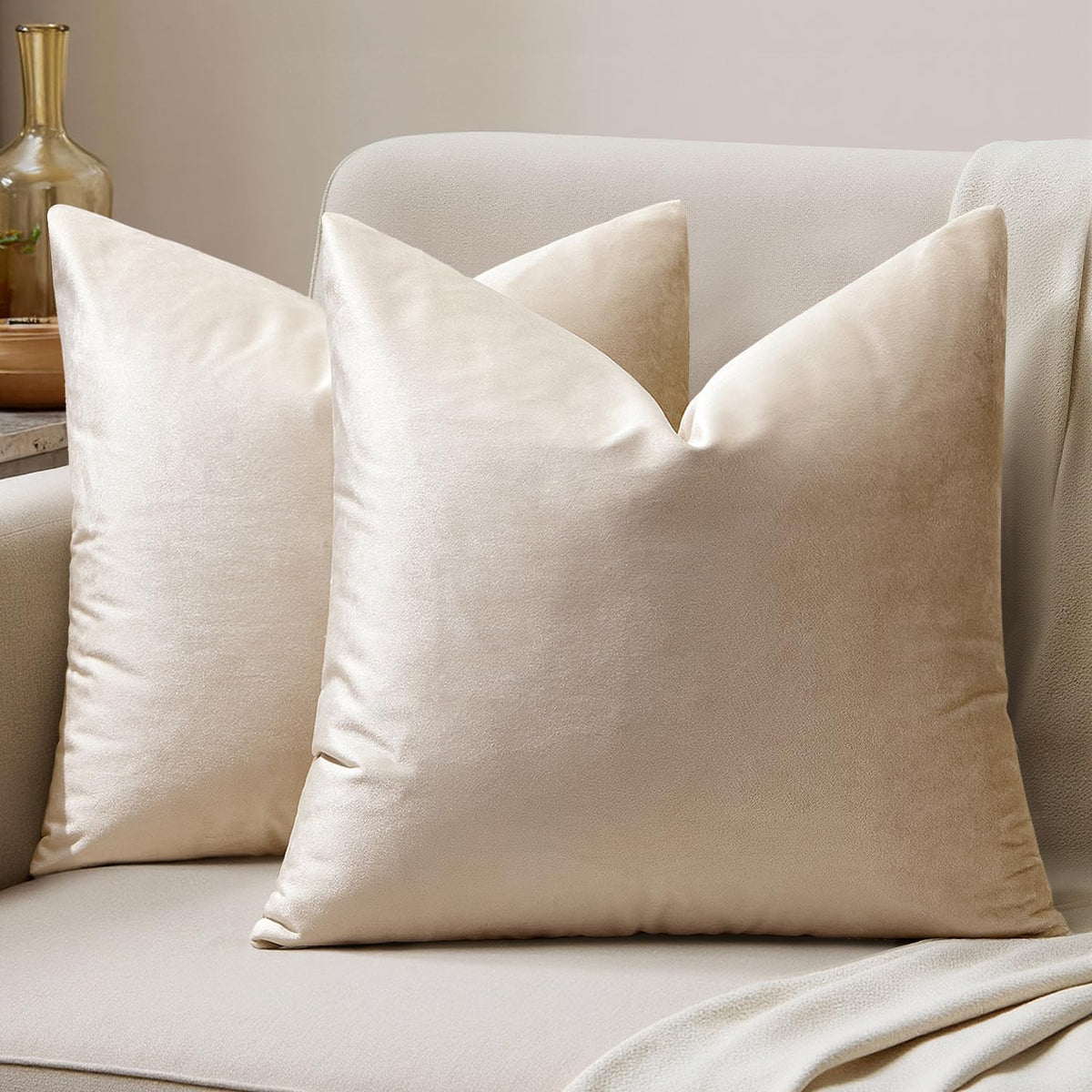 MIULEE Velvet Throw Pillow Covers 18x18 Inch Pack of 2 Dark Blue