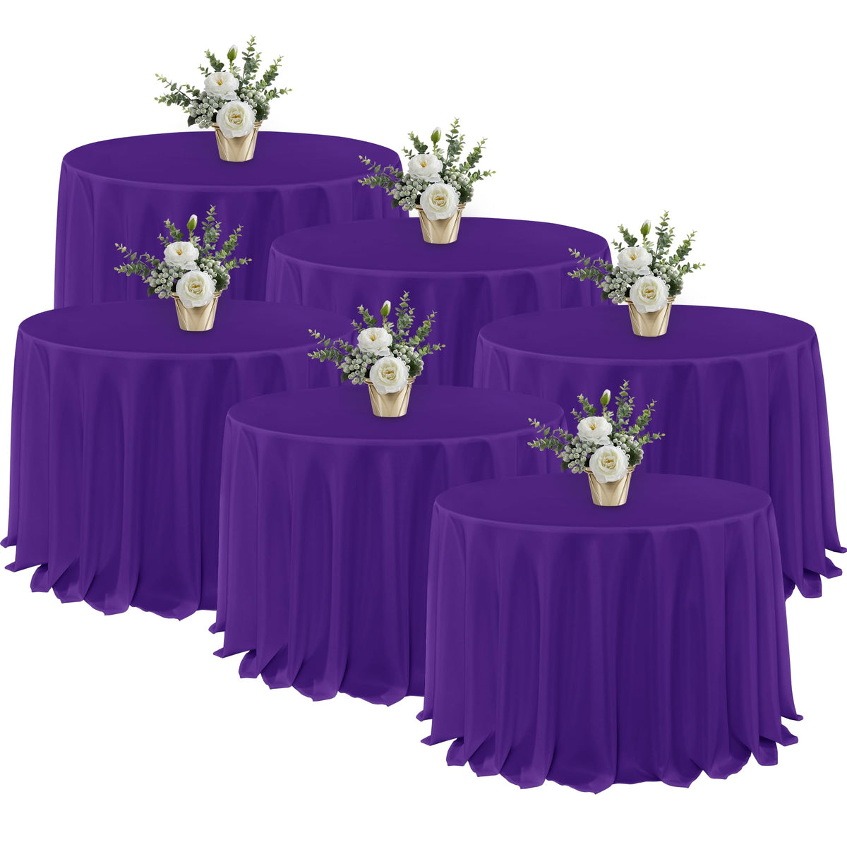 Fitable 6 Pack White Table Cloths 70x120 Inch for 6-8 Ft Rectangle Tables