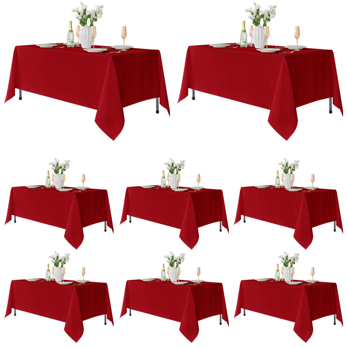 Fitable 6 Pack White Table Cloths 70x120 Inch for 6-8 Ft Rectangle Tables