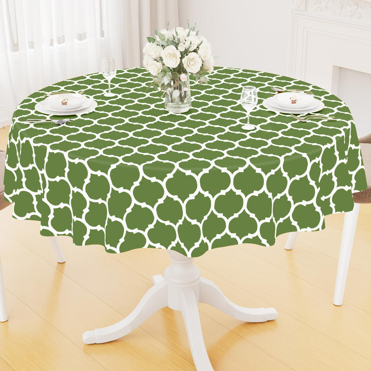 Smiry Rectangle Table Cloth, Flannel Backed Vinyl Tablecloth, 60"x84"