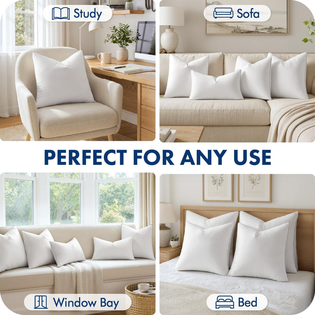 MIULEE 18x18 Inch Pillow Inserts Pack of 4 with 100% Textured Woven Fabric Cover