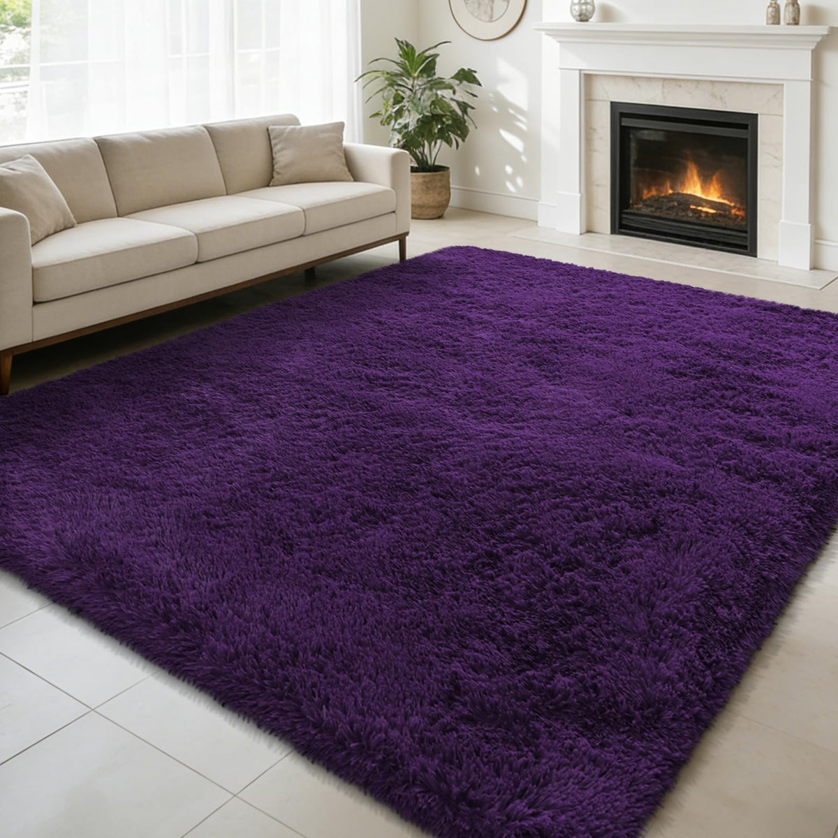 6x9 Black Fluffy Area Rug for Living Room,Large Shag Area Rugs for Bedroom