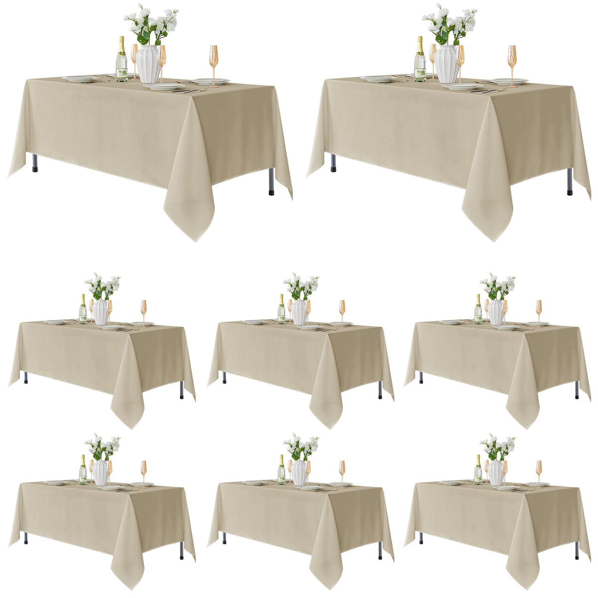Fitable 6 Pack White Table Cloths 70x120 Inch for 6-8 Ft Rectangle Tables