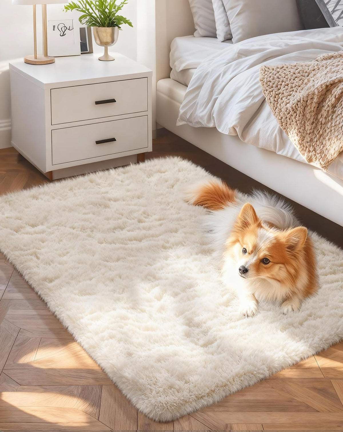 Ophanie Area Rugs for Living Room Bedroom, Washable Non-Slip Fluffy Soft Grey Shag Carpet, Indoor Floor Gray 4x6 Fuzzy Shaggy Living Room Plush Rug for Kids Home Dorm Decor Aesthetic