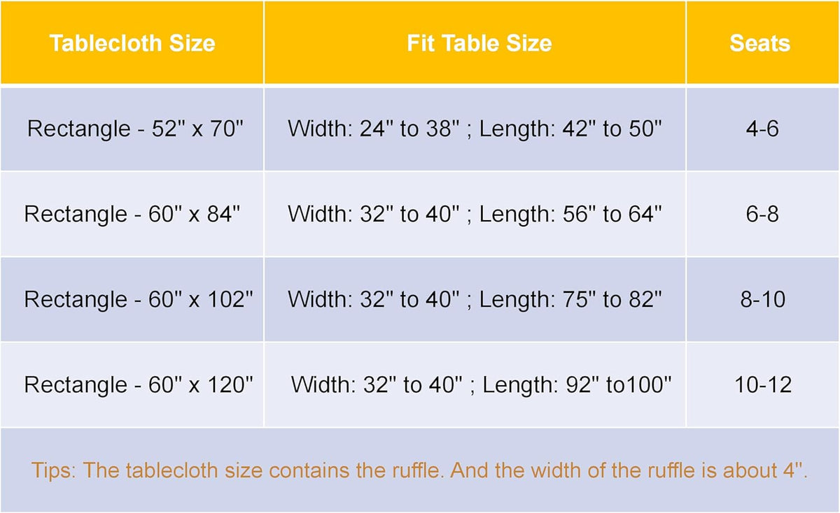 Striped Cotton Blend Tablecloth Ruffled Table Cloth Blue, 60"×120"