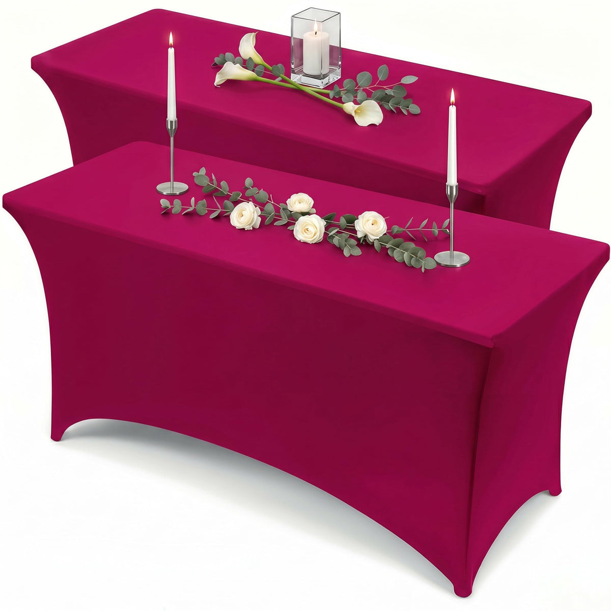 Utopia Kitchen Spandex Tablecloth 2 Pack [6FT, Black] Tight, Fitted, Washable and Wrinkle Resistant Stretch Rectangular Patio Table Cover for Event, Wedding, Banquet & Parties [72Lx30Wx30H Inch]