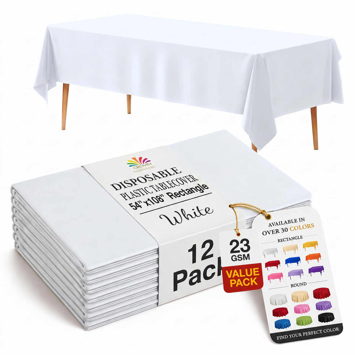 Exquisite 12-Pack Premium Plastic Tablecloth 12-Pack Premium Plastic Tablecloth 84in. Round Table Cover - Emerald Green