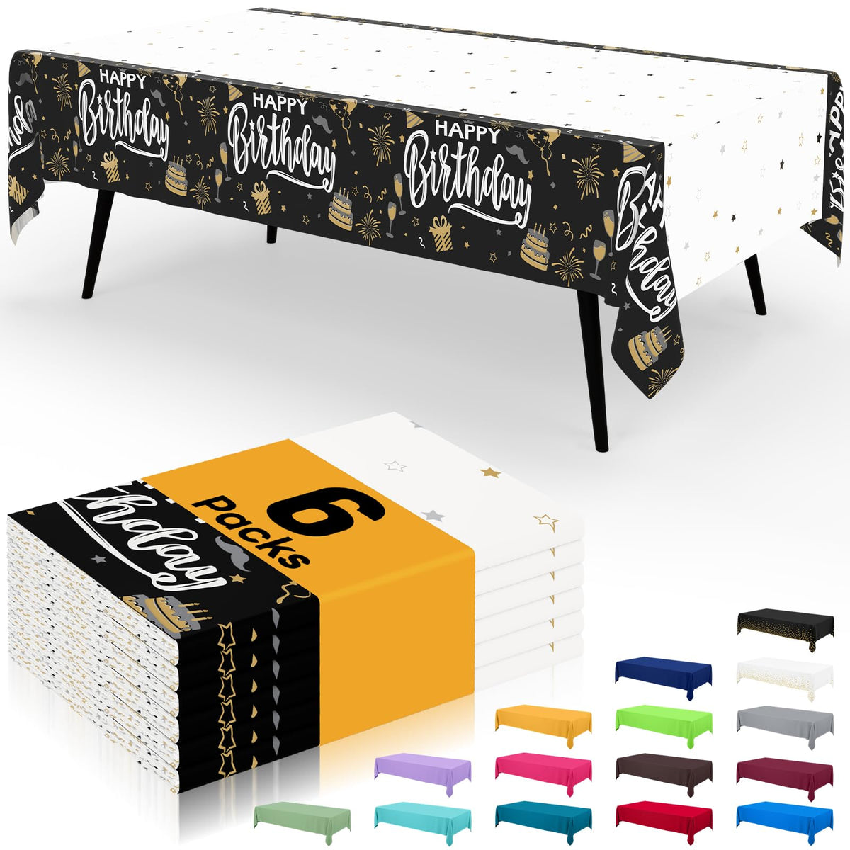 Smiry Disposable Table Cloth - 6 Pack, 54 x 108 Inch Waterproof Rectangle Tablecloths for Parties, Decorative Plastic Table Cover, Leakproof & Sturdy, White