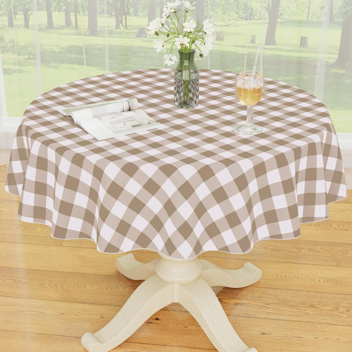 Smiry Picnic Table Cloth, Vinyl Tablecloths with Flannel Backing, 60"x84"