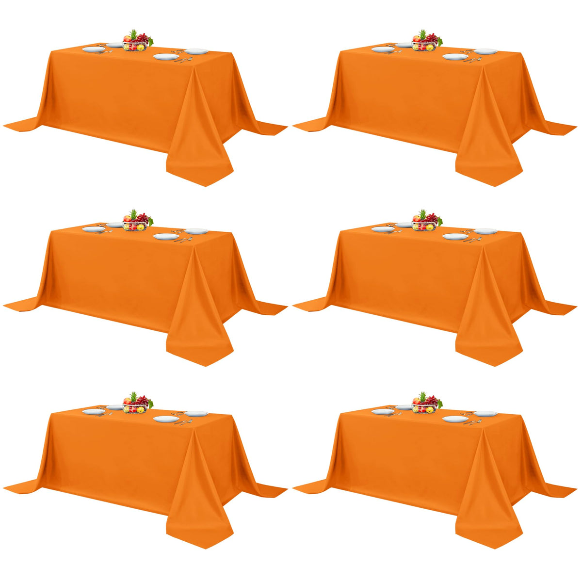 Fitable 6 Pack White Table Cloths 70x120 Inch for 6-8 Ft Rectangle Tables