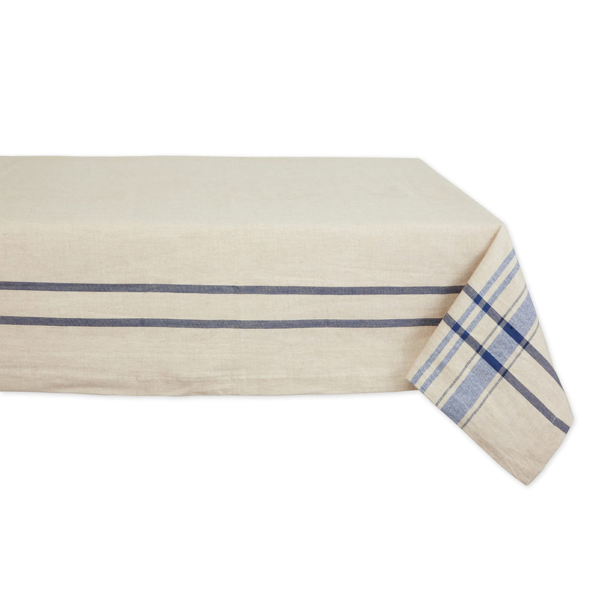 DII French Stripe Tabletop Collection Farmhouse Style Dining Table Linen Tablecloth, 60x120, Blue Chambray