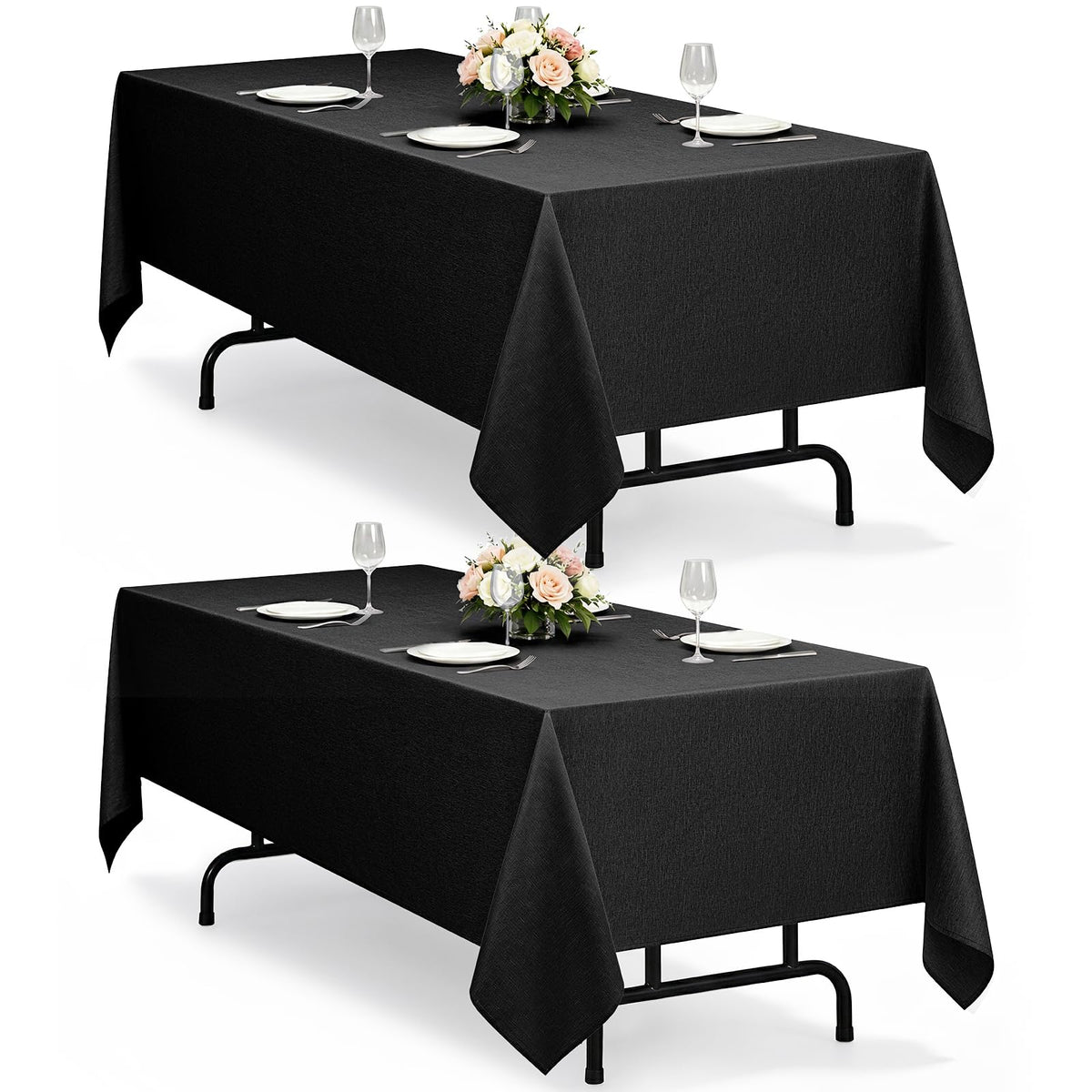 Decorelia Sage Green Linen Textured Tablecloth Rectangular 52 x70 Inch