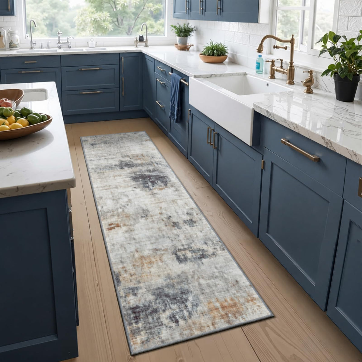 Toneed 4'x6' Washable Area Rugs for Bedroom Living Room, 48"x72" Grey