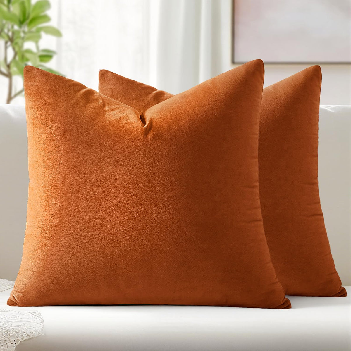 MIULEE Velvet Throw Pillow Covers 18x18 Inch Pack of 2 Dark Blue