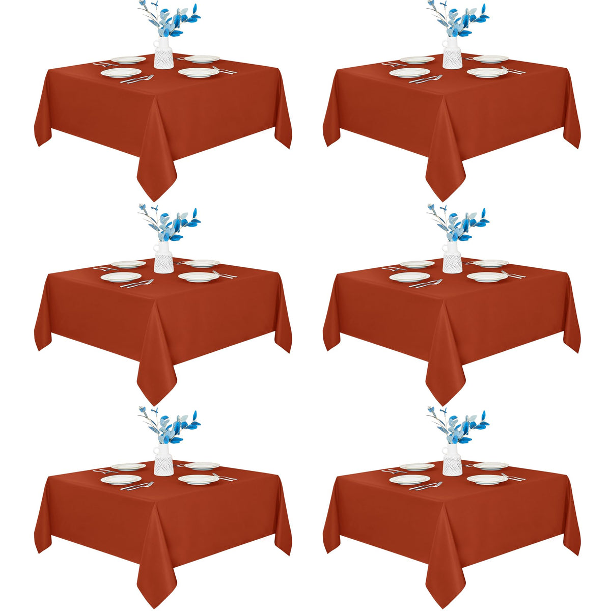 Fitable 6 Pack White Table Cloths 70x120 Inch for 6-8 Ft Rectangle Tables