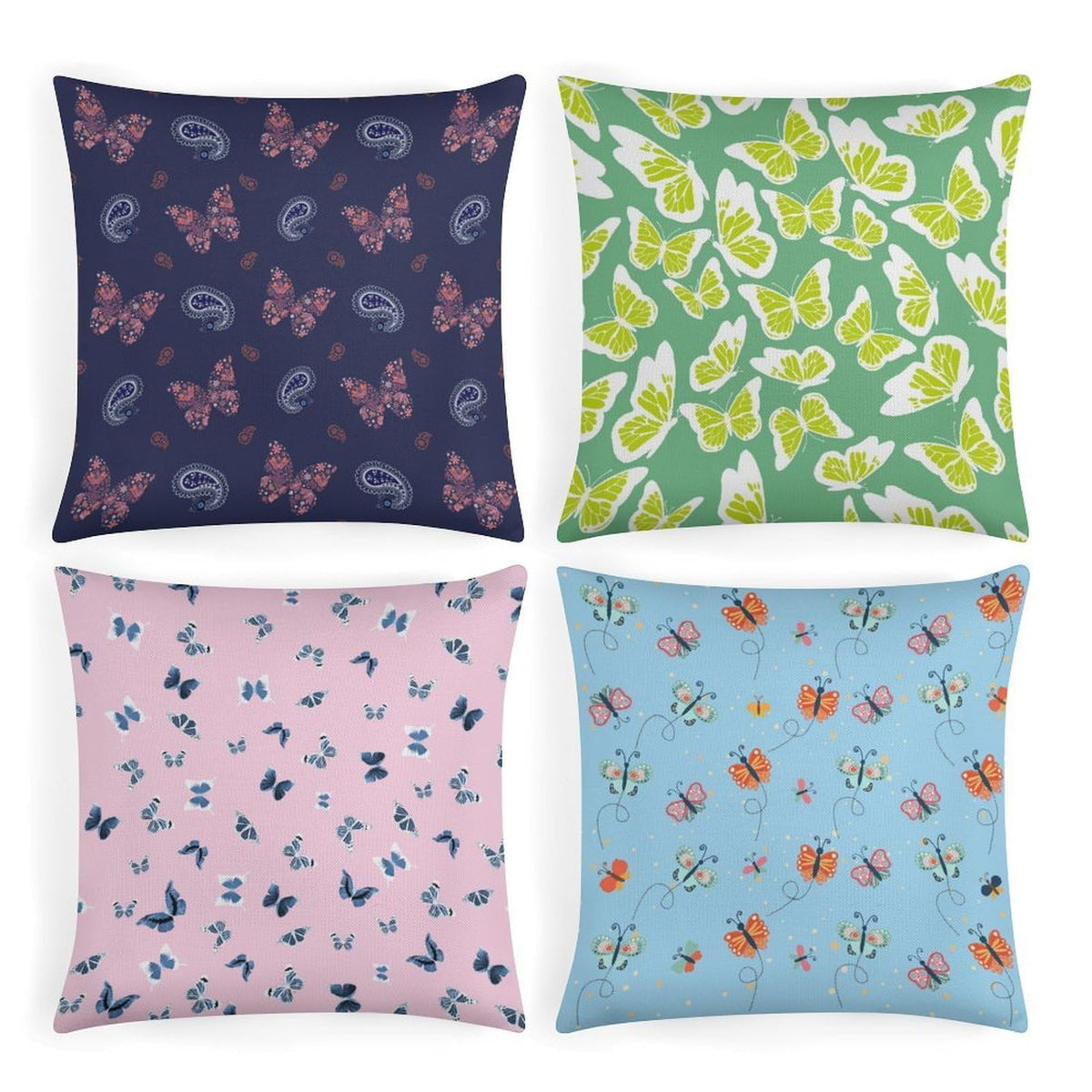 4 Pack Abstract Floral Print Throw Pillow Covers Soft Breathable Cotton Linen Square 18"x18" Cushion Cases with Zipper for Living Room Sofa Couch, No Pillow Insert Included