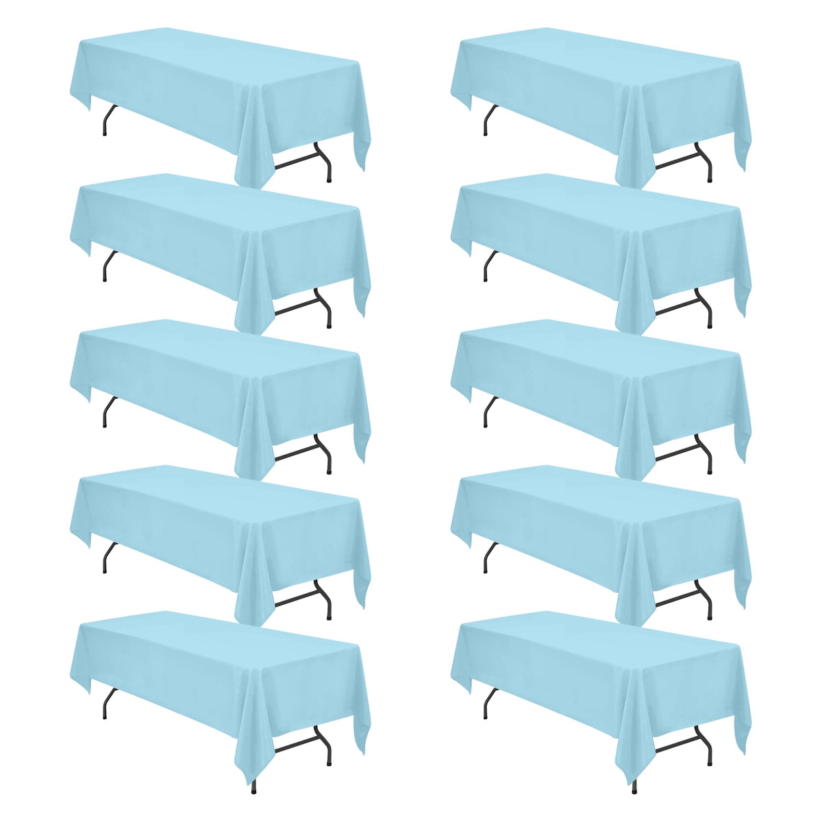 BRILLMAX 6 Pack Ivory Tablecloths 90x132 Inch for 6ft Rectangle Tables