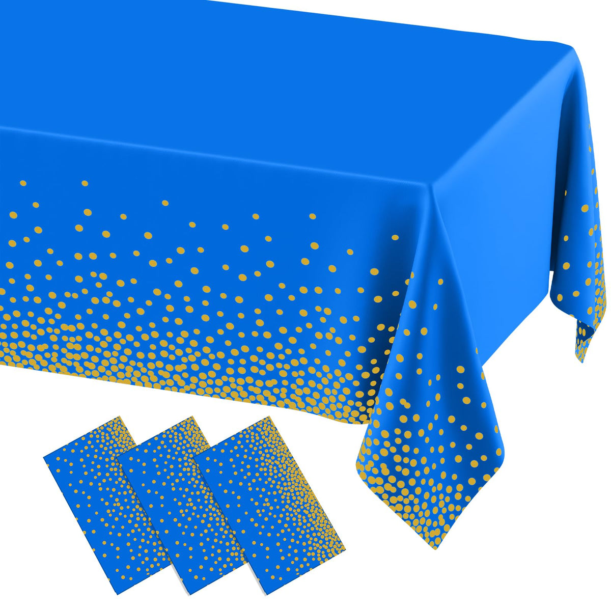 misaya 3 Packs Dot Disposable Table Cloth, 54 x 108 Inch Waterproof Plastic Tablecloth, Rectangle Gold Dots in White Table Covers for Picnic, Birthday, Party and Back to School
