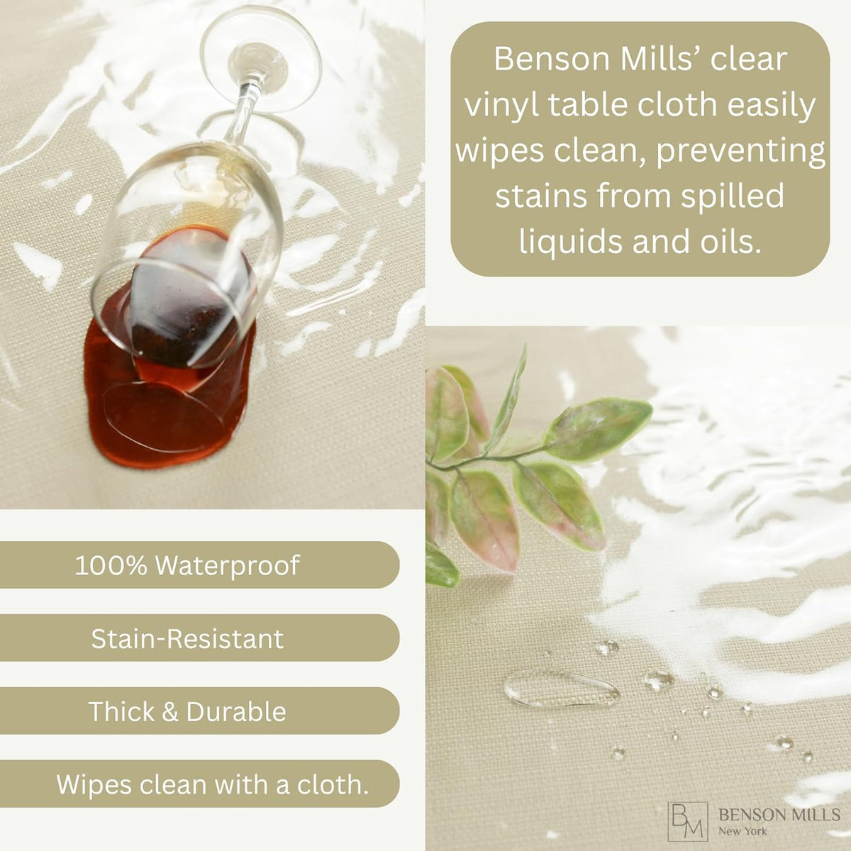Benson Mills Clear Plastic Tablecloth Protector (70" x 90" Extra Wide)