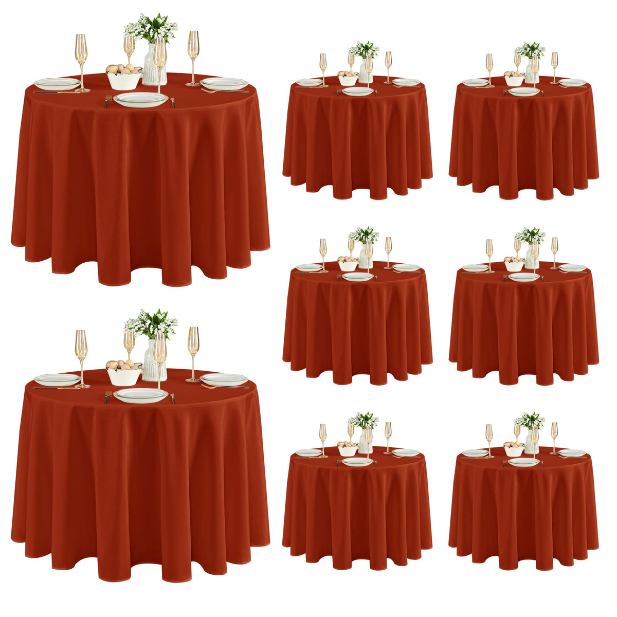 Fitable 6 Pack White Table Cloths 70x120 Inch for 6-8 Ft Rectangle Tables