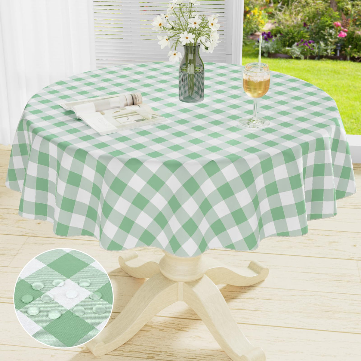 misaya Rectangular Waterproof Vinyl Table Cloth, Flannel Backed Tablecloth