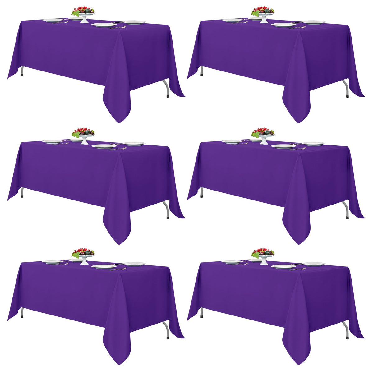 Fitable 6 Pack White Table Cloths 70x120 Inch for 6-8 Ft Rectangle Tables