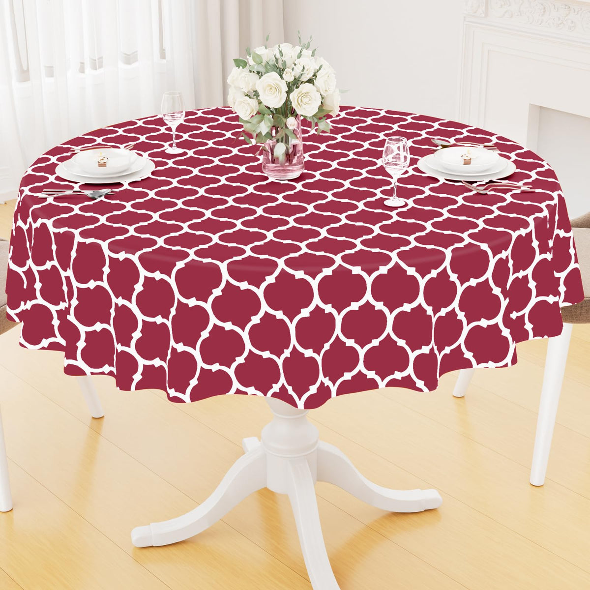 Smiry Rectangle Table Cloth, Flannel Backed Vinyl Tablecloth, 60"x84"