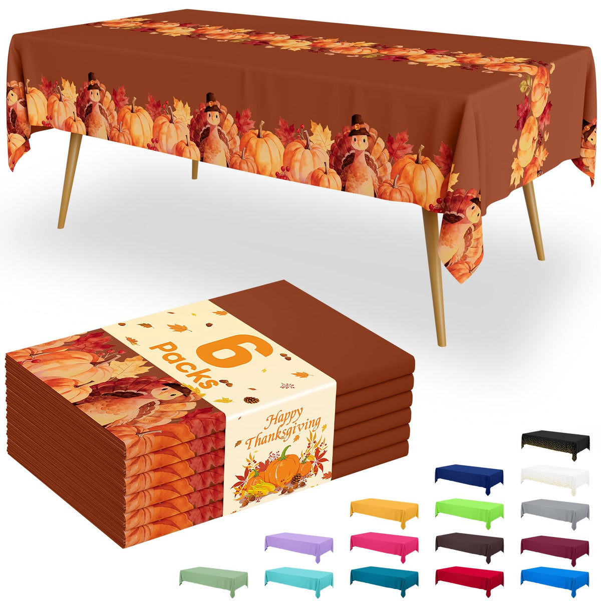 Smiry Disposable Table Cloth - 6 Pack, 54 x 108 Inch Waterproof Rectangle Tablecloths for Parties, Decorative Plastic Table Cover, Leakproof & Sturdy, White