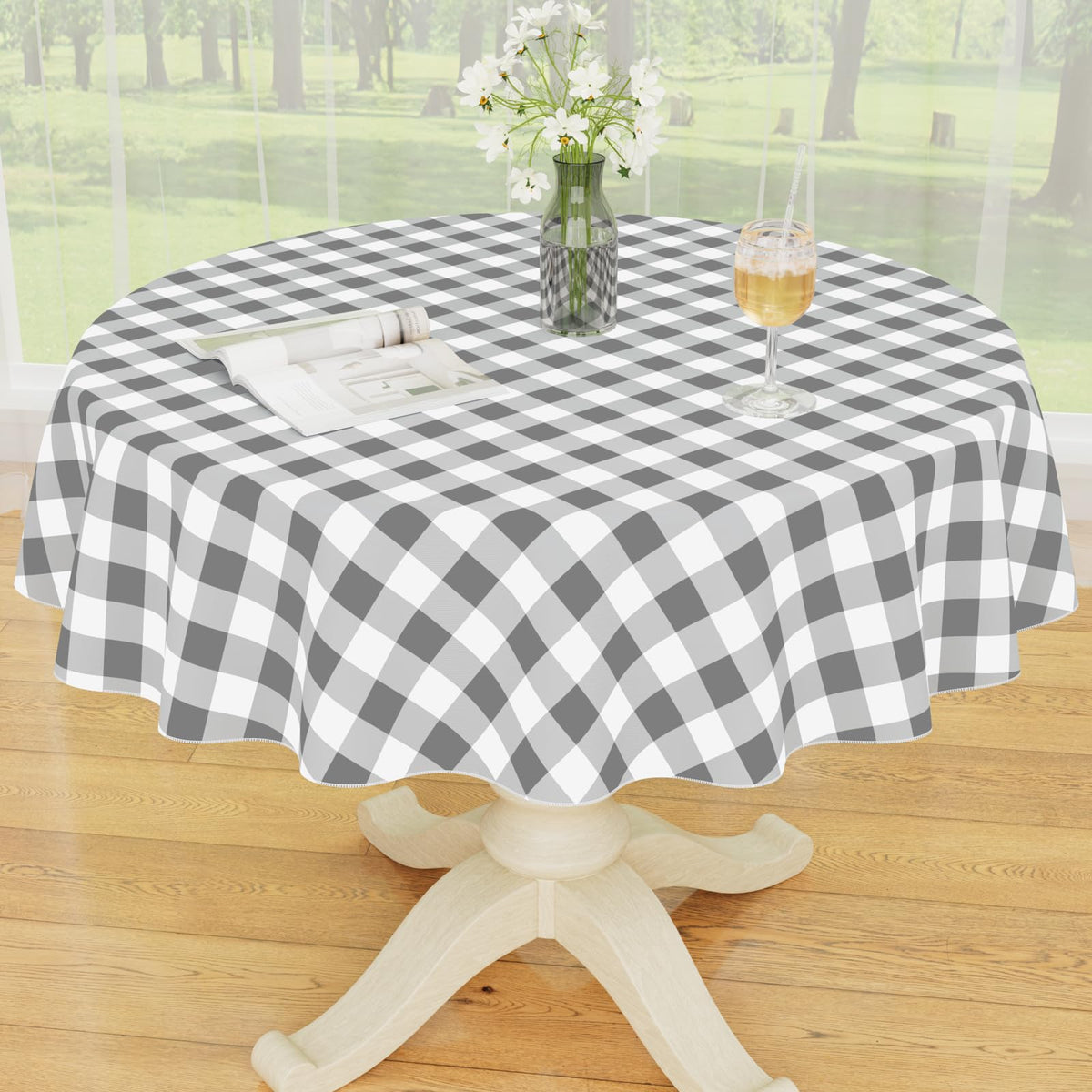 Smiry Picnic Table Cloth, Vinyl Tablecloths with Flannel Backing, 60"x84"