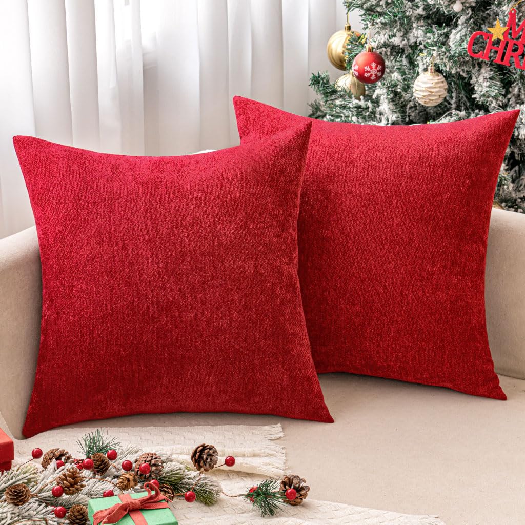 MIULEE Pack of 2 Beige Decorative Pillow Covers 18x18 Inch