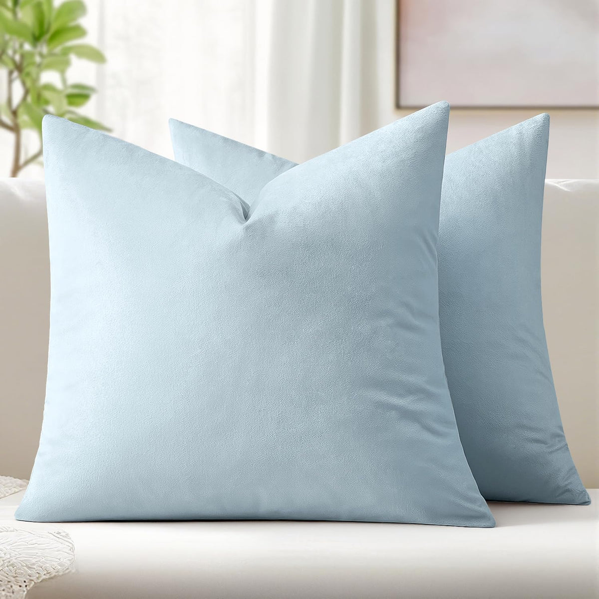MIULEE Velvet Throw Pillow Covers 18x18 Inch Pack of 2 Dark Blue