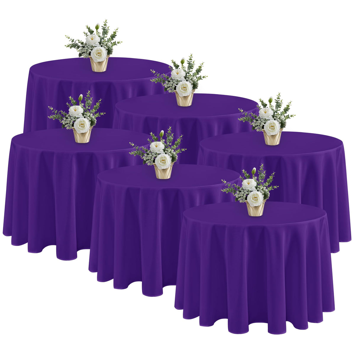 Fitable 6 Pack White Table Cloths 70x120 Inch for 6-8 Ft Rectangle Tables