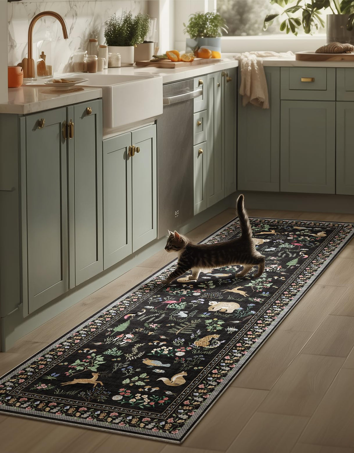 Washable Area Rugs for Living Room: 9x12 Area Rug for Bedroom Vintage Stain Resistant Non Slip Low Pile Lightweight Soft Carpet for Kitchen Dining Room Farmhouse Kids Room Nursery