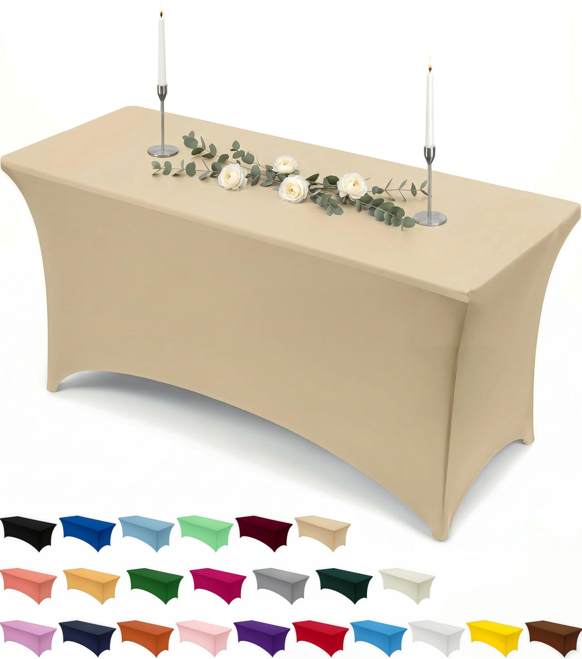 Utopia Kitchen Spandex Tablecloth 2 Pack [6FT, Black] Tight, Fitted, Washable and Wrinkle Resistant Stretch Rectangular Patio Table Cover for Event, Wedding, Banquet & Parties [72Lx30Wx30H Inch]