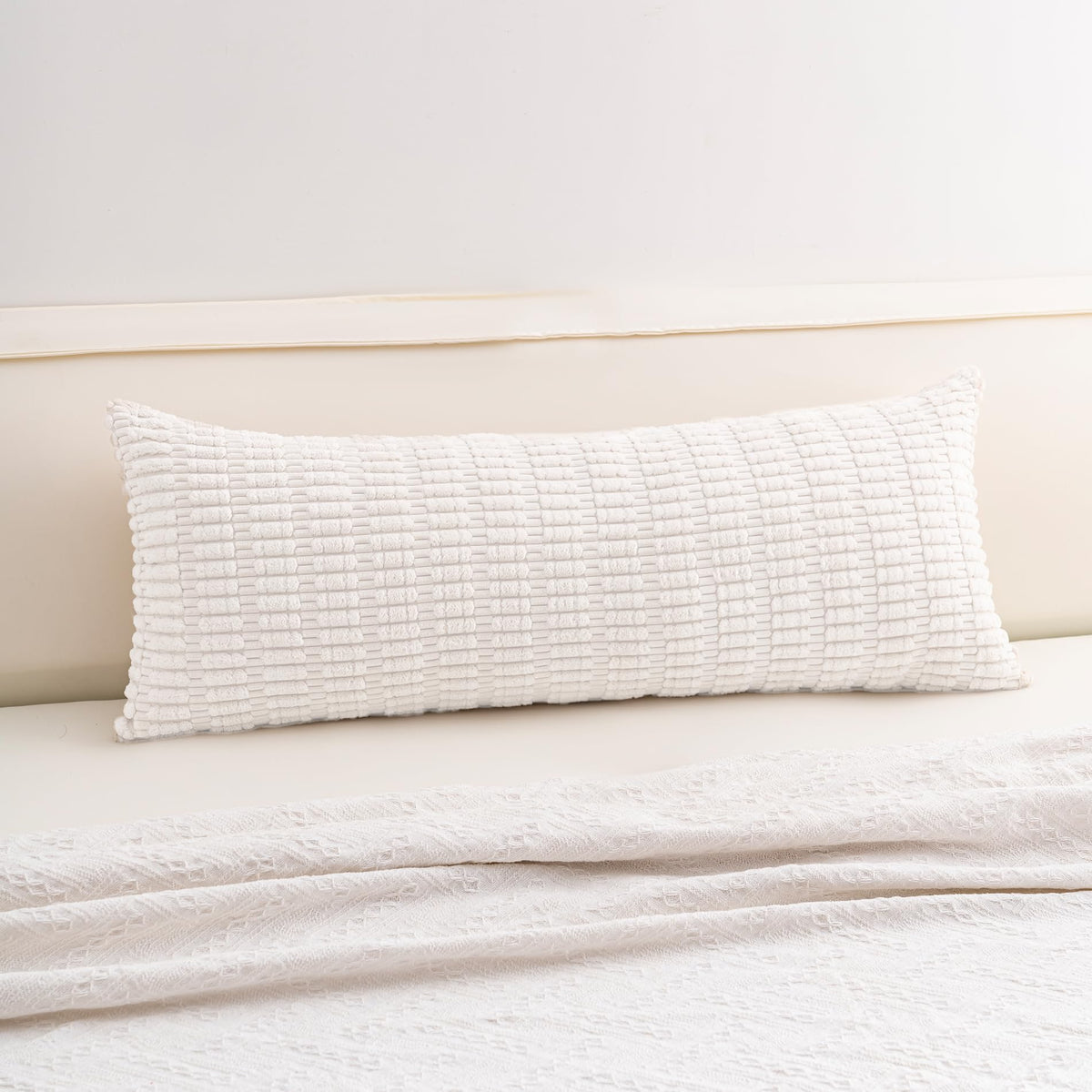Pack of 2 Corduroy Decorative Throw Pillow Covers 18x18 Inch, Cream White