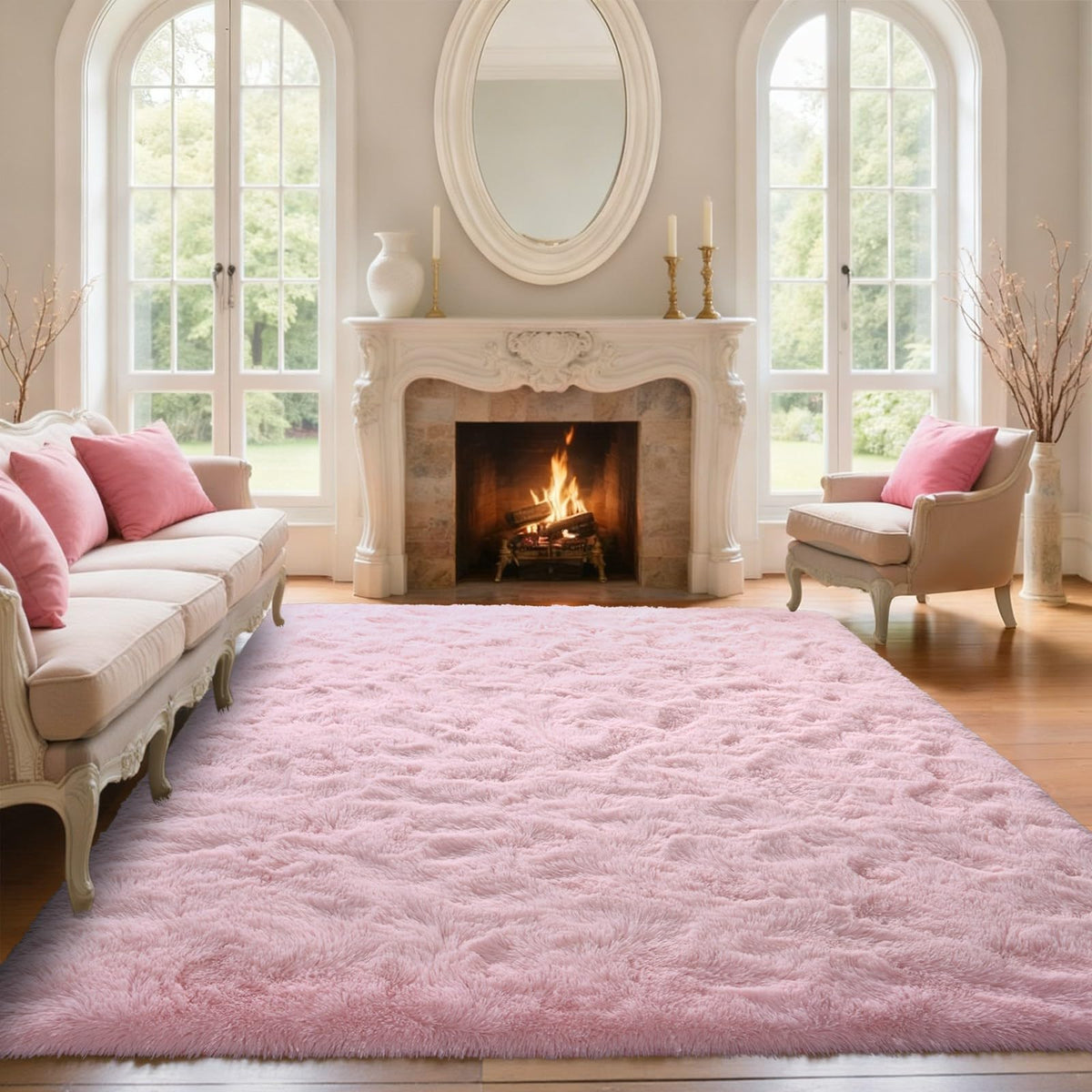 5x7 Black Area Rugs for Living Room, Large Fluffy Shag Bedroom Rugs Non-Slip, Ultra Soft Plush Carpet for Nursery Kids PlayRoom Dorm Office Indoor Modern Carpets