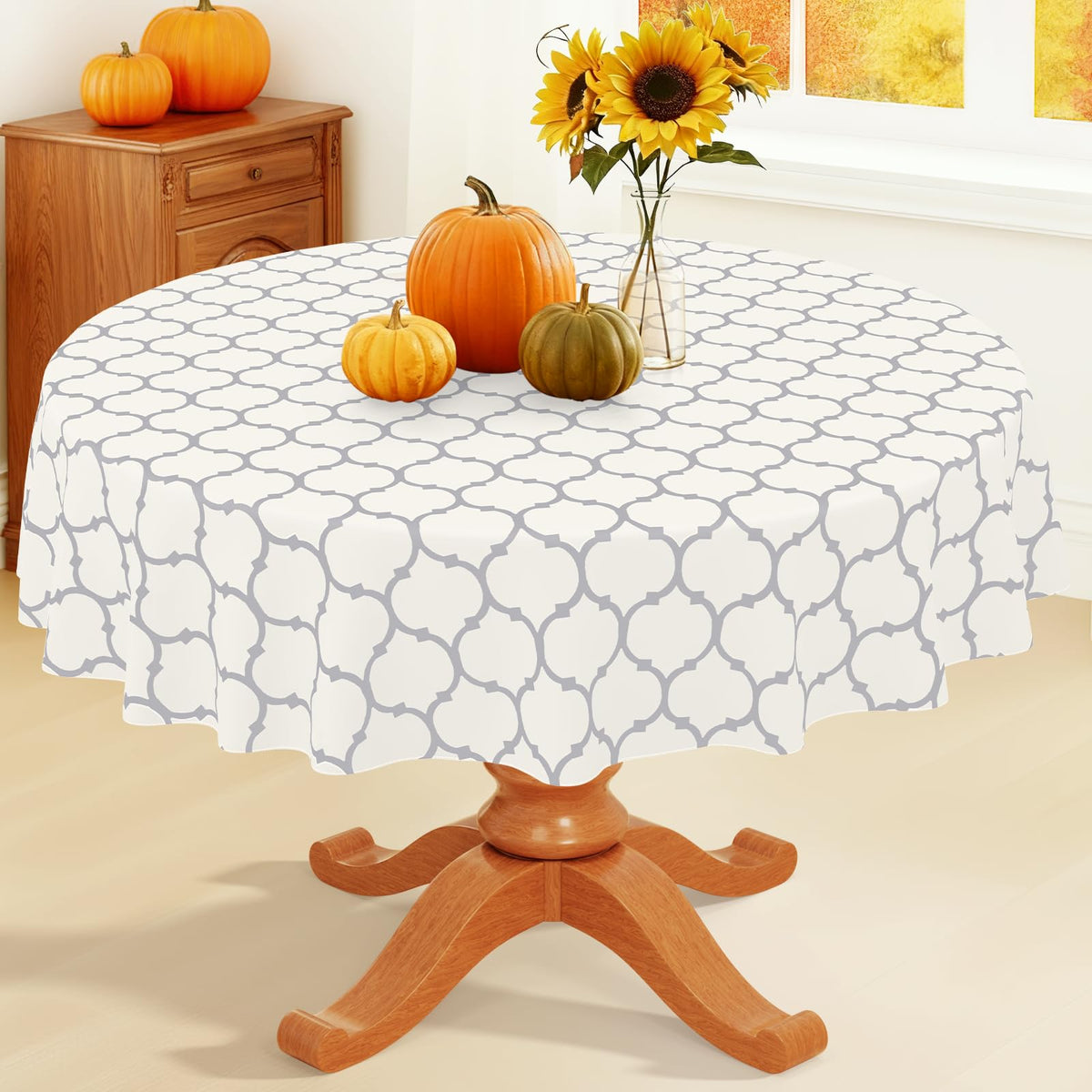 Smiry Rectangle Table Cloth, Flannel Backed Vinyl Tablecloth, 60"x84"