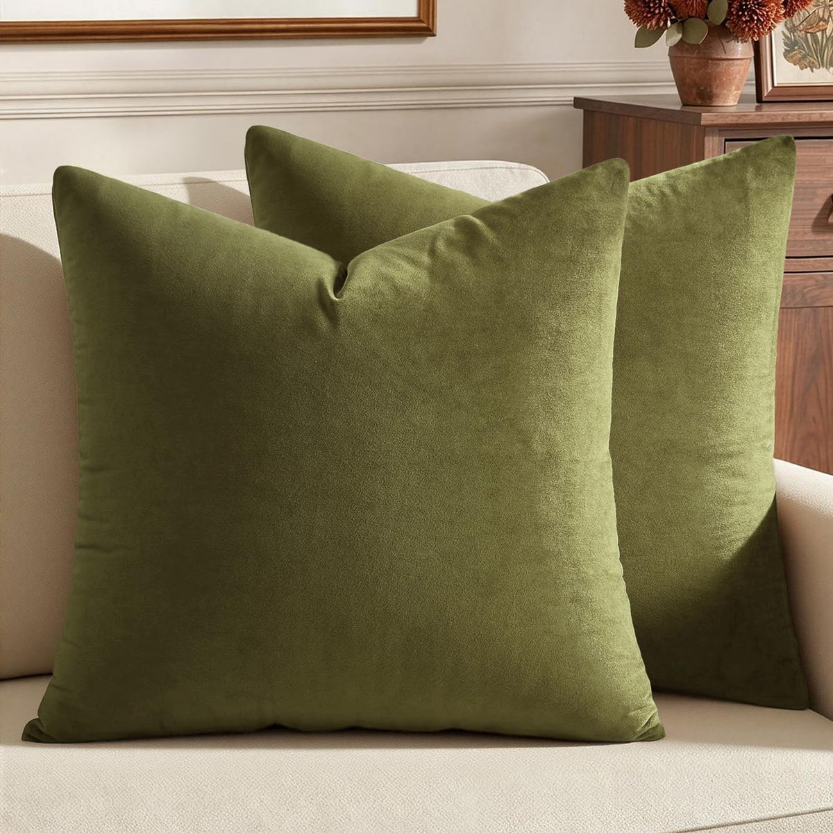MIULEE Velvet Throw Pillow Covers 18x18 Inch Pack of 2 Dark Blue