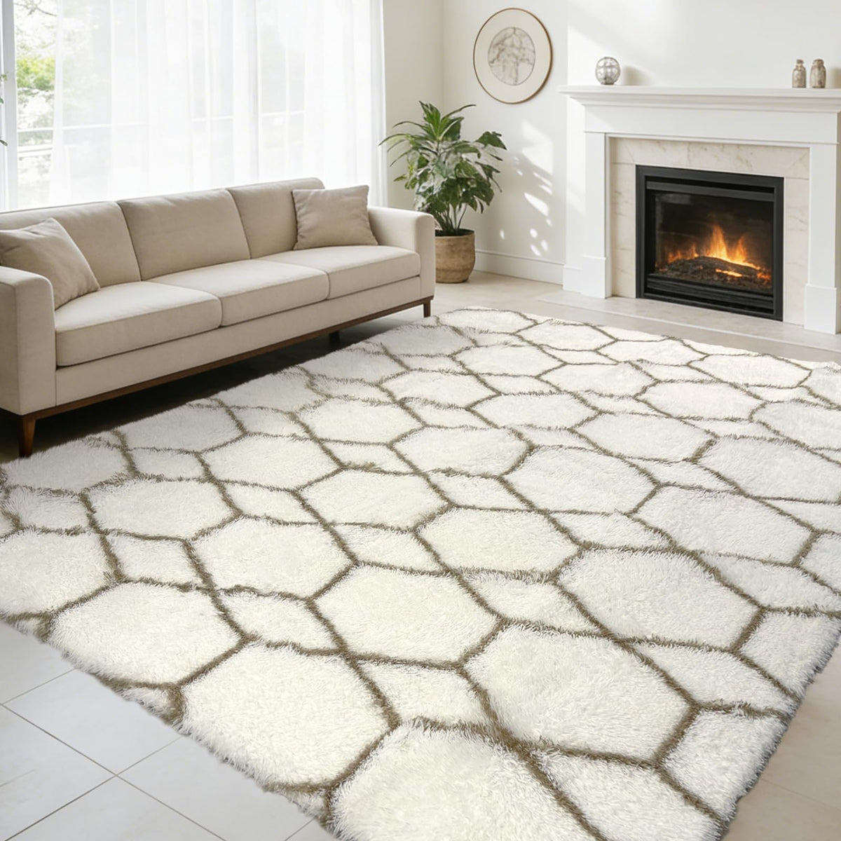 6x9 Black Fluffy Area Rug for Living Room,Large Shag Area Rugs for Bedroom