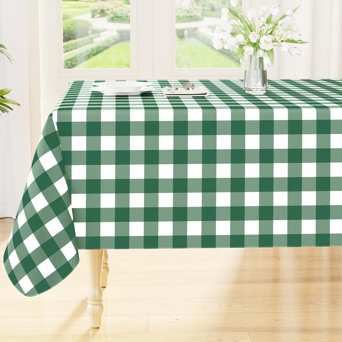 Smiry Picnic Table Cloth, Vinyl Tablecloths with Flannel Backing, 60"x84"