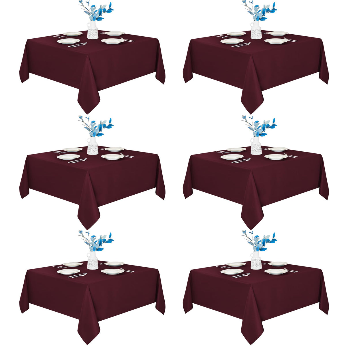 Fitable 6 Pack White Table Cloths 70x120 Inch for 6-8 Ft Rectangle Tables