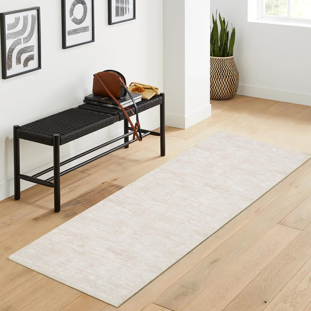 RUGSREAL Bedroom Area Rug 4x6 Modern Abstract Area Rug Stain Resistant Small Living Room Rug Contemporary Dining Room Rug Non-Slip Solid Rug Aesthetic Accent Floor Carpet for Kitchen Office, Dark Grey