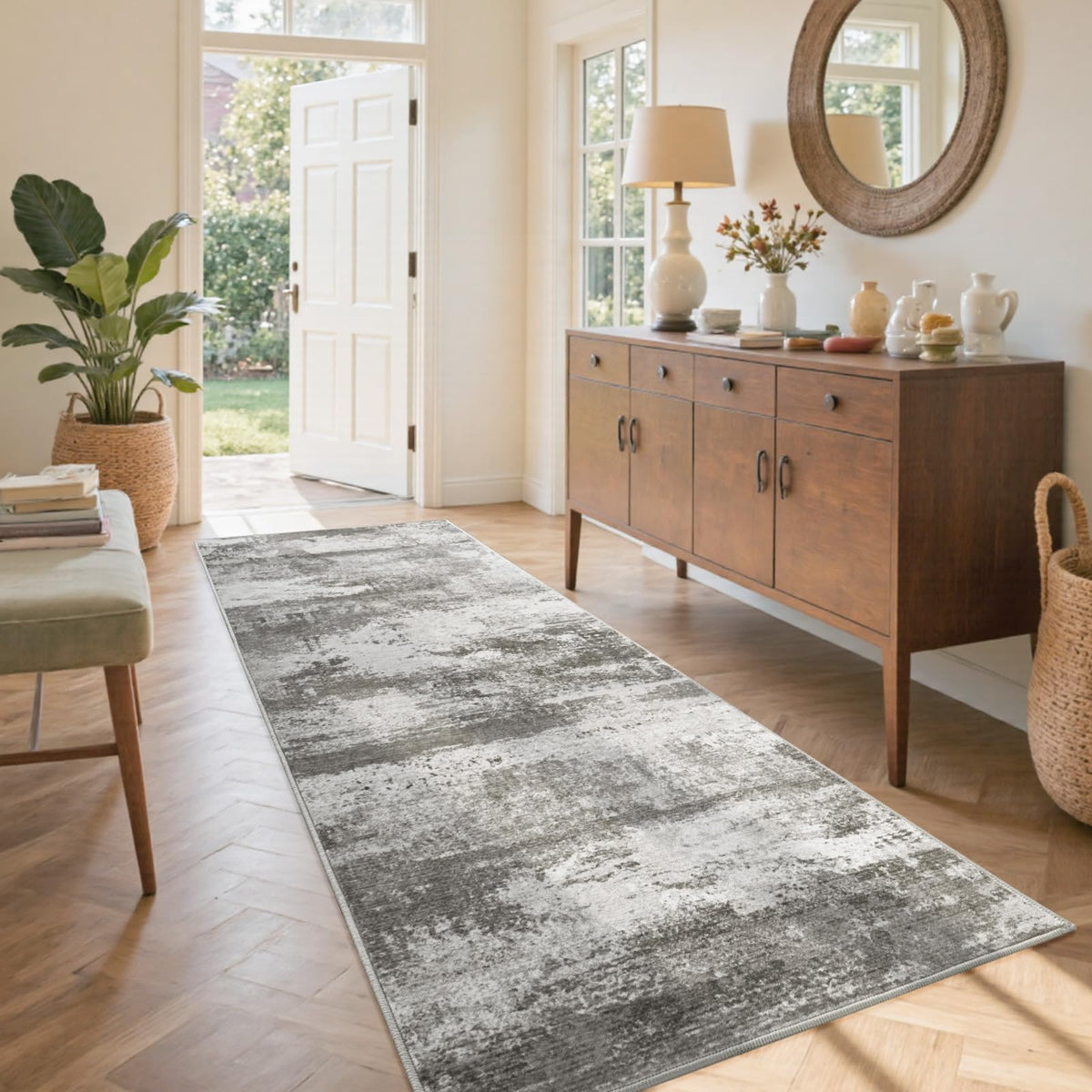 6x9 Ft Large Area Rugs for Living Room, Soft Non-Slip Washable Rugs Modern Abstract Pattern Carpet for Bedroom Indoor Floor Nursery Home Decor (Blue)