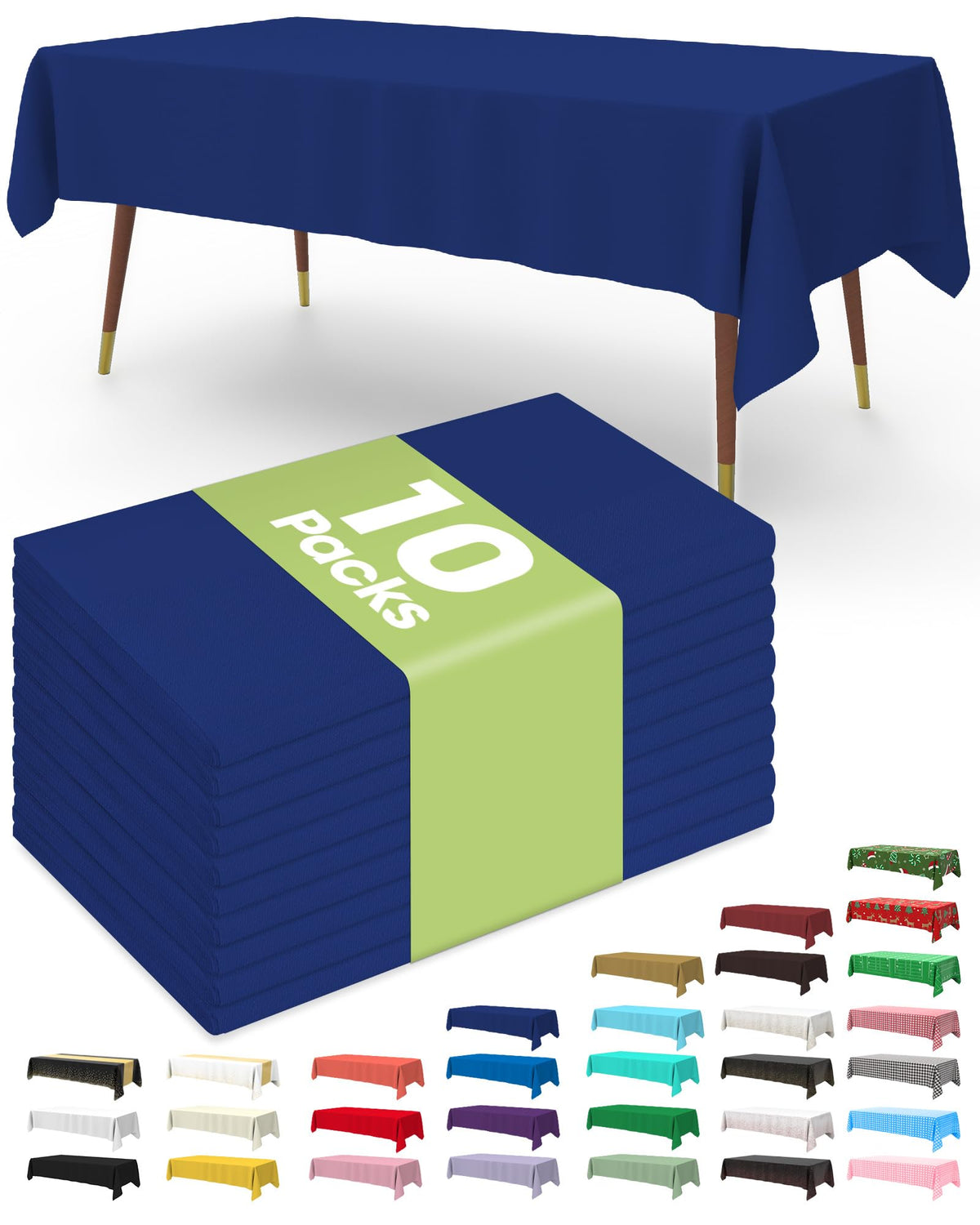 Pureegg Plastic Table Cloth Disposable 54x108 Inch 10 Pack, White
